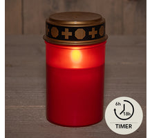 GRAFVERLICHTING LED ROOD OP BATTERIJ MET TIMER 12X7CM