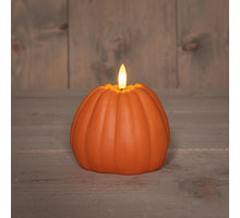 LED-Kürbiskerze mit 3D-Flamme, batteriebetrieben, mit Timer, 8,5 x 11 cm, orange