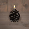 Pine Cone Candle LED 3D Flame Battery Operated with Timer 10x8.5cm Brown
