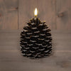 Pine Cone Candle LED 3D Flame Battery Operated with Timer 12.5x10.5cm Brown