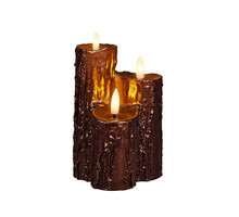 DRUIPKAARS WAX 3 X 3D VLAM OP 2XAA BATTERIJ MET TIMER 16.5X11CM BRONZE