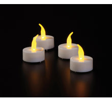 LED THEELICHT 4 STUKS GEEL VLAMEFFECT / 6/18U TIMER/UIT (incl. batterij)