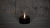 Black solar table lamp with moving flame, 9x13cm