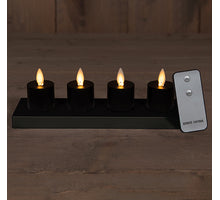 SET 4ST OPLAADBARE BEWEGENDE VLAM THEELICHT ZWART D3,8 H6CM