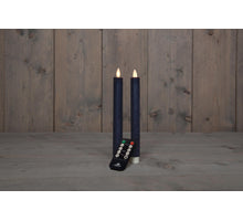 DINERKAARS B.O. 2ST ANTIEKBLAUW RUSTIEK WAX 23CM BEWEGENDE VLAM MET AFSTANDSBEDIENING 2X2AAA