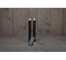 DINERKAARS B.O. 2ST ZWART RUSTIEK WAX 23CM BEWEGENDE VLAM MET AFSTANDSBEDIENING 2X2AAA