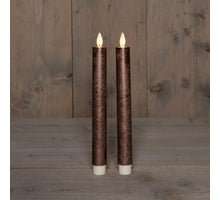 DINERKAARS B.O. 2ST BRONS RUSTIEK WAX 23CM BEWEGENDE VLAM MET AFSTANDSBEDIENING 2X2AAA
