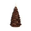 KAARS KERSTBOOM WAX 3D VLAM OP 2XAA BATTERIJ MET TIMER 20X9.5CM BRONS