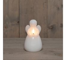 KAARS ENGEL WAX LED 3D VLAM OP BATTERIJ MET TIMER D8.5H14.5CM WIT