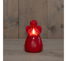 KAARS ENGEL WAX LED 3D VLAM OP BATTERIJ MET TIMER D8.5H14.5CM ROOD