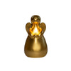 Angel Wax Candle with 3D Flame, 2 x AAA battery powered, timer function, 14.5 x 8.5 cm, gold.