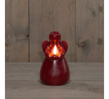 KAARS ENGEL WAX LED 3D VLAM OP BATTERIJ MET TIMER D8.5H14.5CM BORDEAUX