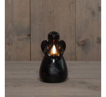 KAARS ENGEL WAX LED 3D VLAM OP BATTERIJ MET TIMER D8.5H14.5CM ZWART