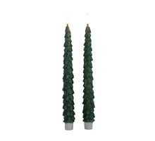 DINERKAARS KERSTBOOM WAX 3D VLAM OP 2X2AAA BATTERIJ MET AFSTANDSBEDIENING 27CM JADE GROEN 2 STUKS
