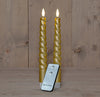Dinner Candle BO 2 Pieces Gold Swirl Wax 23cm 3D Wick with 2x2AAA Remote Control