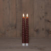 Dinner Candle BO 2 Pieces Antique Pink Swirl Wax 23cm 3D Wick with 2x2AAA Remote Control