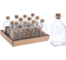 Pak á 12 fles glas vierkant 100ML met kurk 5x5x11cm