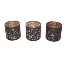 Tealight Holder Tolgoi 3 assorted 6x4x6cm Black/Gold