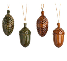 Dennenappel porselein pine cone - acorn reaction glazed 4ass assortie L.4cm x W.4cm x H.8.7cm