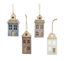 Hanger Huis vilt 4 assortie grijs/taupe 6x0,6x12,5cm