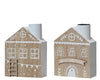 Candlestick house wood 2 assorted natural 7x3x9cm natural