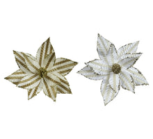 Poinsettia polyester fluweel 2col ass D27 H8cm