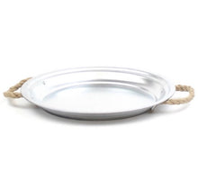 Zink plateau natural w/ropehandle h2,5 cm dia 29 cm