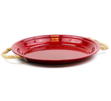 Zink plateau red w/ropehandle h2,5 cm dia 29 cm