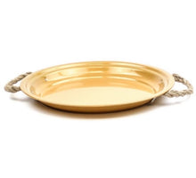 Zink plateau gold w/ropehandle h2,5 cm dia 29 cm
