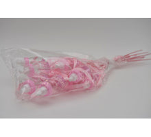 Pak á 12 Baby flesje roze met lint op stok 50cm