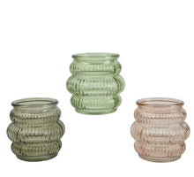 Theelichthouder glas 3col assortie D8 H7,8cm