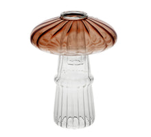 Kandelaar Paddenstoel Russle D10 H13cm Bruin/Helder Glas