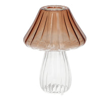 Kandelaar Paddenstoel Amanita D10 H13cm Bruin/Helder Glas