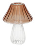 Candlestick Mushroom Amanita D10 H13cm Brown/Clear Glass