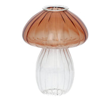 Kandelaar Paddenstoel Portcini D9 H11.6cm Bruin/Helder Glas