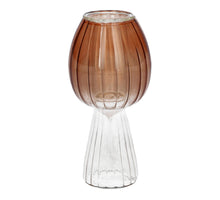 Kandelaar Paddenstoel Morel D5.5 H11.8cm Bruin/Helder Glas