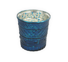 Theelichthouder Rainbow met patroon mat blauw D8 H8 cm