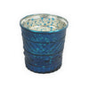 Rainbow tea light holder with pattern, matt blue, D8 H8 cm