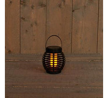 Black Solar Lantern D15x15cm Flame Effect