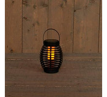 Black Solar Lantern D15x19cm Flame Effect