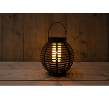 SOLAR LANTAARN ZWART D21X23CM VLAM-EFFECT