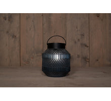 SOLAR GLAZEN RETRO LAMP BLAUW 16X16CM