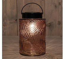 SOLAR GLAZEN LAMP RETRO ROZE  12,5X20CM