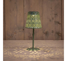 SOLAR TAFELLAMP SAGE GROEN METAAL 12X28CM/1LED WARM WIT