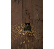 SOLAR LAMP ZWART TOUW 12X12CM/ HANGTAG