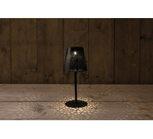 SOLAR TAFELLAMP ZWART METAAL 12X12X28CM/1LED WARM WIT