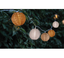 10 LED SOLAR LAMPIONNEN WIT / OKER / TAUPE 8CM
