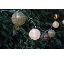 10 LED SOLAR LAMPIONNEN WIT/GROEN/GRIJS 8CM/2,5M LED WARM WIT