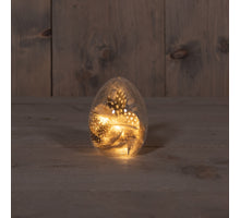 BO GLASS EGG WITH FEATHERS 7X10CM IN DISPLAY