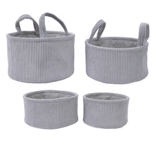 Set a 4 pes velvet rib basket round grey dia27x16cm